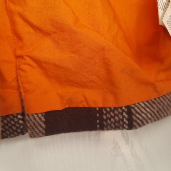 ELLE Brown Plaid Winter Coat Hood Vintage Style Retro - Picture 8 of 8